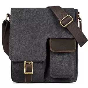 Kasgo Taschen & Rucksäcke Kasgo Umhängetasche Herren, Wasserabweisend Vintage Segeltuch Herrentasche Schultertasche Klassische Kuriertasche Damen Crossbody für Arbeit Schule Reisen