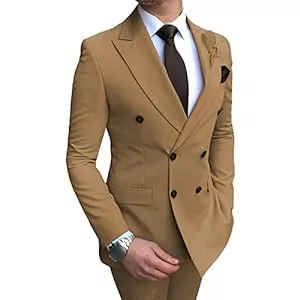 Generic Blazer Herren Zweiteiliger Bräutigam Blazer Doppel Reihe Zwei Knopf Jacke Sets Hochzeit Prom Dinner Business Solid Smoking Anzug