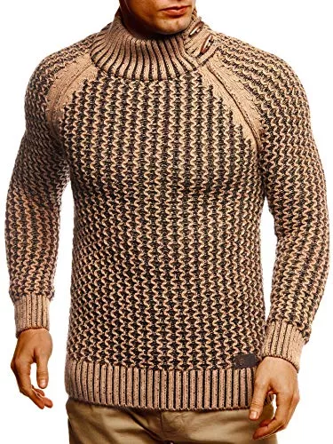 Leif Nelson Pullover & Strickmode Leif Nelson Herren Strick-Pullover Rollkragen Slim Fit für Winter Sommer Moderner schwarzer Männer Winterpullover Sweatshirt Langarmshirt Herren Basic Hoodie-Shirt LN5295