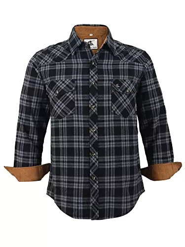 Coevals Club Hemden Coevals Club Herren Flanellhemd Langarm Kariertes Druckknöpfe Baumwolle mit Tasche Normale Passform Freizeithemd