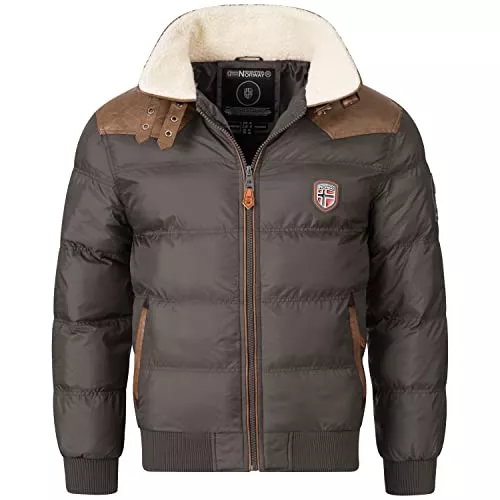 Geographical Norway Jacken Geographical Norway Herren Steppjacke Winterjacke S - 7XL – Gefütterter Warmer Anorak - Outdoor Jacke für den Winter/Herbst im Bundle mit UD Beanie