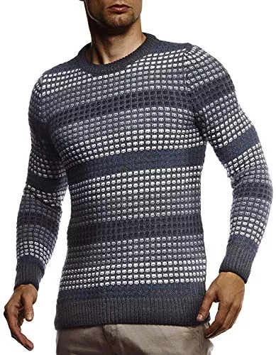 Leif Nelson Pullover & Strickmode Leif Nelson Strickpullover Herren Rundhals - Dünner Männer Strick Pullover für Winter & Sommer - Coole Crewneck Männer Pullover mit Rundkragen