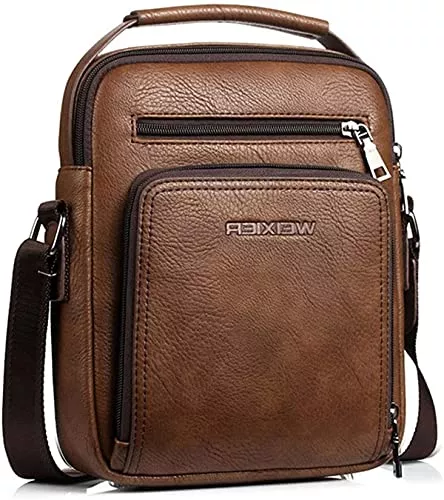 Hjkiopc Taschen & Rucksäcke Hjkiopc Umhängetasche Herren Schultertasch Crossbody Handytasche Messenger Bag Herrentasche Shulder Bag Leder Brusttasche