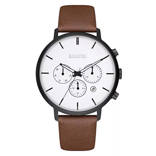 s.Oliver Uhren s.Oliver Time Herren Analog Quarz Uhr mit Kunstleder Armband