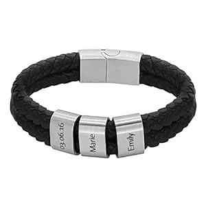 heideman ars gratia artis Schmuck Heideman Armband Herren aus Leder schwarz matt Lederarmband mit 3 Gravurplättchen Elian für Männer Leder