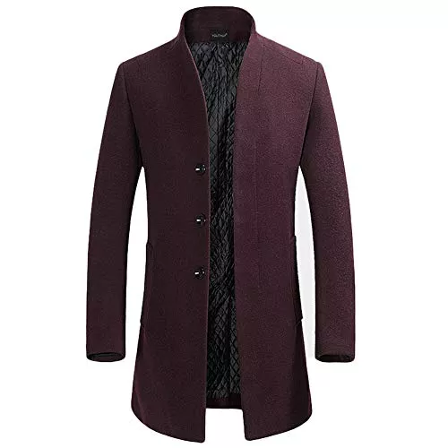 YOUTHUP Mäntel YOUTHUP Herren Mantel Slim Fit Winter Wollmantel Dicker Langer Übergangsmantel Frühling Lässiger Wintermantel