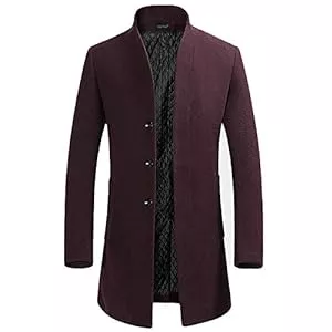 YOUTHUP Mäntel YOUTHUP Herren Mantel Slim Fit Winter Wollmantel Dicker Langer Übergangsmantel Frühling Lässiger Wintermantel