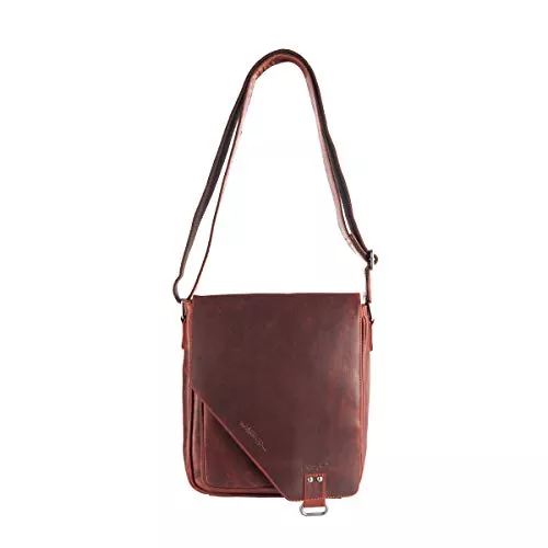 Arrigo Taschen & Rucksäcke Arrigo Crossover Umhängetasche Leder Schultertasche Damen und Herren Ledertasche mit Klappe Geschmeidiges Rindsleder - 27 x 24.5 x 7.5 cm