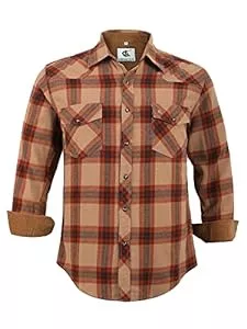 Coevals Club Hemden Coevals Club Herren Flanellhemd Langarm Kariertes Druckknöpfe Baumwolle mit Tasche Normale Passform Freizeithemd