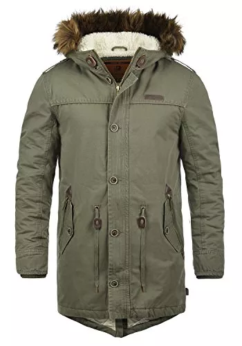 Indicode Jacken Indicode IDPulsoor Herren Winterjacke Parka Mantel gefüttert mit Teddy-Futter und Fellkapuze