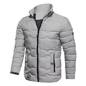 CSWH Jacken Warme Jacke für Herren Einfarbige Daunenjacke Winterjacke mit Reißverschlusstaschen Männer Wattierte Pufferjacke Herren Daunenmantel Down Coat Steppjacke Winterjacke Übergangsjacke