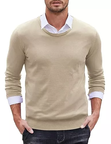 COOFANDY Pullover & Strickmode COOFANDY Herren Basic Strickpullover mit Rundhalsausschnitt Slim fit Männer Pullover Feinstrick Winterpullover Sweater