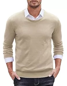 COOFANDY Pullover & Strickmode COOFANDY Herren Basic Strickpullover mit Rundhalsausschnitt Slim fit Männer Pullover Feinstrick Winterpullover Sweater