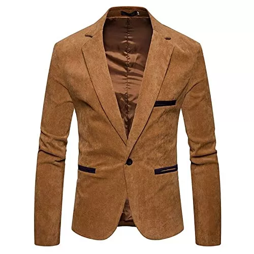 LIRU Blazer LIRU Sakko Herren,Lässiger Herren Blazer 1 Knopf Slim Fit Blazer Mehrere Taschen Cordjacke Elegante Formelle Business Anzugjacke Geeignet Für Party Date Abschlussball Hochzeit Smoking