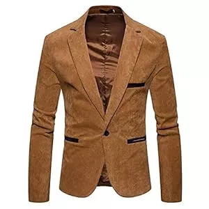 LIRU Blazer LIRU Sakko Herren,Lässiger Herren Blazer 1 Knopf Slim Fit Blazer Mehrere Taschen Cordjacke Elegante Formelle Business Anzugjacke Geeignet Für Party Date Abschlussball Hochzeit Smoking