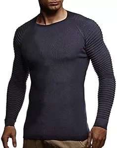 Leif Nelson Pullover & Strickmode LEIF NELSON Herren Strickpullover Basic Rundhals Crew Neck Sweatshirt Langarm Sweater Feinstrick LN20729