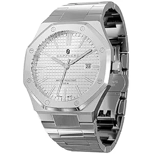 SAPPHERO Uhren SAPPHERO Uhren Herren 100M wasserdichte Armbanduhr Herren Edelstahl/Lederarmband Armband Chronograph Anti-Kratzer-Uhr Herrenuhr Silber Analoge Quarzuhr Business Casual Watch mit Date