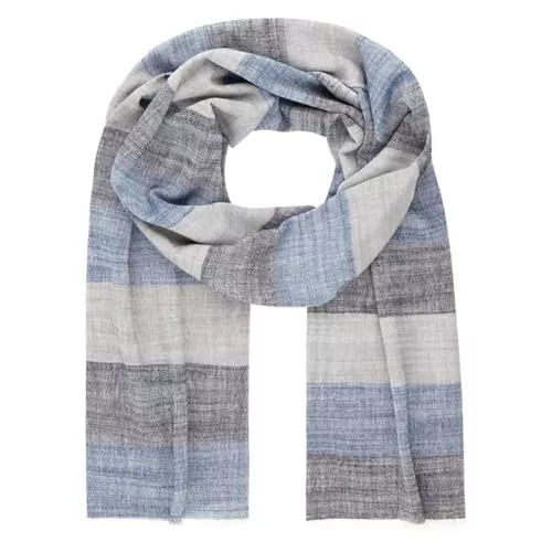 LINDENMANN Schals & Tücher LINDENMANN Schal Herren blau/Herren-Schal dünn 55% Baumwolle 45% Leinen, Herren-Schal blau-grau