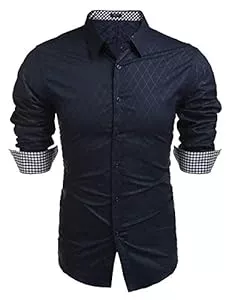 COOFANDY Hemden COOFANDY Herren Hemd Langarm Freizeithemd Kariertes Hemd Business Hemd Kontrast Hemd mit Karomuster Herren Langarmhemd S-3XL