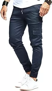 Leif Nelson Hosen Leif Nelson Herren Jogger Chinos Cargo Stretch Jogging Männer Basic Jogg Cargohose Streifen Jogginghose Jungen Freizeithose Jeans-Hosen Sweatpants Streifen Chinohosen LN8071