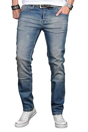 ALESSANDRO SALVARINI Jeans ALESSANDRO SALVARINI Herren Slim Fit Jeans Hose Denim Stretch-Jeans Jeanshose Washed