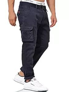 Indicode Hosen Indicode Herren Mathen Cargohose aus 98% Baumwolle inkl. Gürtel | Cargo Hose für Männer