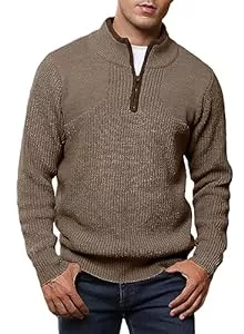 Meilicloth Pullover & Strickmode Meilicloth Pullover Herren Half Zip Grobstrick Pullover Winter Warm Strickpullover Männer Troyer Sweatshirt Basic Strick-Pulli Langarmshirt