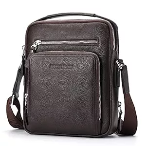 BISON DENIM Taschen & Rucksäcke BISON DENIM Herren Taschen Echtleder Umhängetasche Retro Messenger Casual Business Handtasche Umhängetaschen Schultasche Braun for Herren…