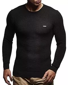 Leif Nelson Pullover & Strickmode Leif Nelson Strickpullover Herren Rundhals - Dünner Männer Strick Pullover für Winter & Sommer - Coole Crewneck Männer Pullover mit Rundkragen