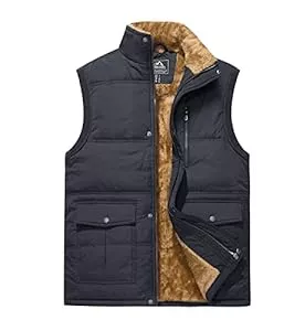 MAGCOMSEN Westen MAGCOMSEN Winterweste Herren Gefüttert Outdoor Weste Warme Fleeceweste Freizeit Ärmellos Jacke Thermo Stehkragen Anglerweste mit Multi Taschen