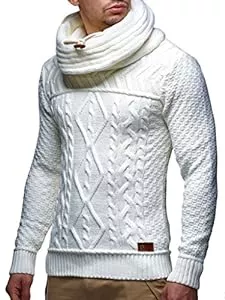 Leif Nelson Kapuzenpullover Leif Nelson Herren Strick-Pullover Rollkragen Slim Fit für Winter Sommer Moderner schwarzer Männer Winterpullover Sweatshirt Langarmshirt Herren Basic Hoodie-Shirt LN7025Y