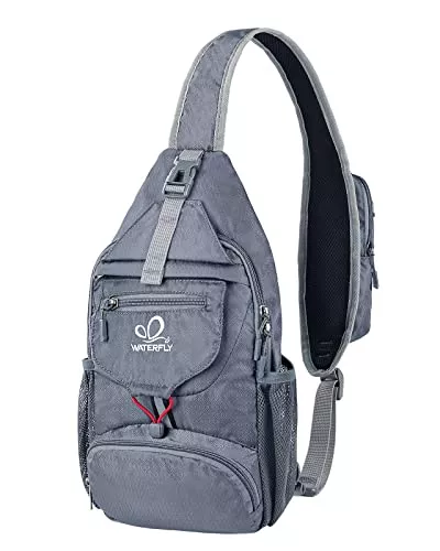 WATERFLY Taschen & Rucksäcke WATERFLY Brusttasche Sling Bag Klein: Faltbarer Herr Crossbody Bodybag Crossbag Slingbag Crossover Single Chest Rucksack Schultertasche Schulterrucksack Cross Body Herren Damen Reisen Wandern