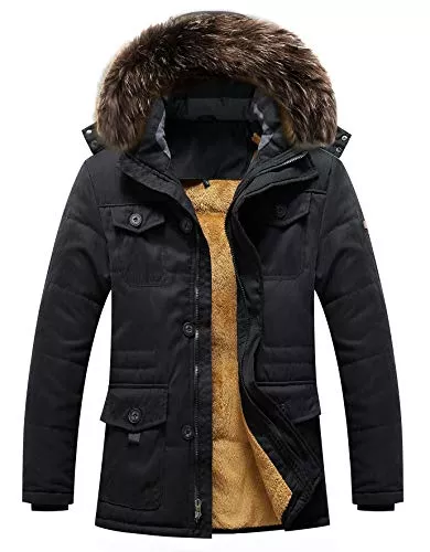 moxishop Mäntel moxishop Herren Winterjacke Winter Mäntel Warme Parka Jacke mit Fell Wintermantel mit Kapuze Übergangsjacke Gefütterte Winterparka