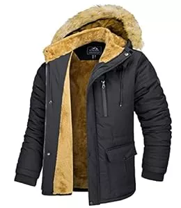 MAGCOMSEN Jacken MAGCOMSEN Herren Winter Parka Jacke Winddicht Outdoor Warme Fleecejacke Freizeit Übergangsjacke Wasserabweisende Gefüttert Wanderjacke Verdickt Arbeits Jacken mit Abnehmbar Kapuze