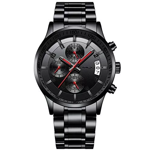 CRRJU Uhren CRRJU Herren Uhr wasserdichte Chronographen Armbanduhr Männer Edelstahlarmband Business Analog Quarzuhr mit Kalender