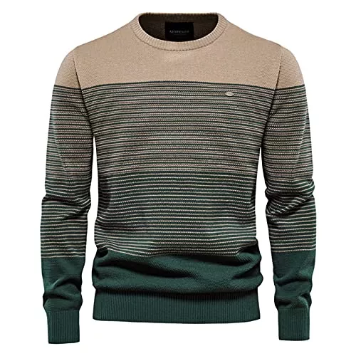 SSBZYES Pullover & Strickmode HUIPYOU Herren Pullover Herren gestreifter Kontrast Pullover Herren schmaler Rundhals gestreifter Pullover Herren Pullover Casual Top