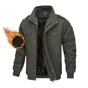 TACVASEN Jacken TACVASEN Herren Warme Militär Übergangsjacke Fleece Gefütterte Jacke Cargo Stehkragen mit Taschen