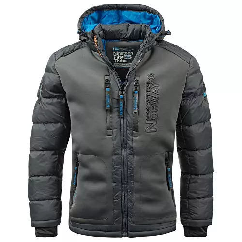 Geographical Norway Jacken Geographical Norway Herren Steppjacke Winterjacke mit Kapuze – Gefütterter Warmer Anorak S-7XL Outdoor SKI Snowboard Kapuzenjacke für den Winter/Herbst - IMS Production
