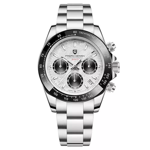 PAGRNE DESIGN Uhren Pagani Design Herren Quarzuhr Einfache Chronographencode Uhr wasserdichte Keramik Uhrenring Edelstahl Uhrenkette