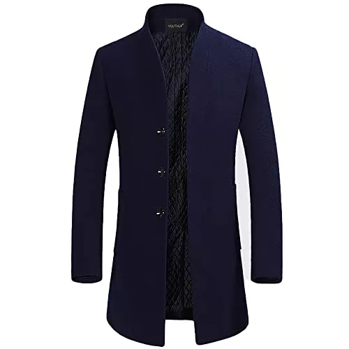 YOUTHUP Mäntel YOUTHUP Herren Mantel Slim Fit Winter Wollmantel Dicker Langer Übergangsmantel Frühling Lässiger Wintermantel