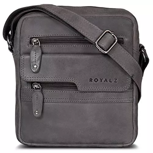 ROYALZ Taschen & Rucksäcke ROYALZ 'Oregon' Leder Umhängetasche Herren Klein Männer Ledertasche Vintage Herrenhandtasche Moderne Schultertasche Messenger Bag