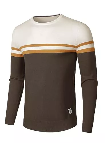 Meilicloth Pullover & Strickmode Meilicloth Winterpullover Herren Pullover Rundhals Gestreifter Kontrast Feinstrick Pullover Männer Basic Strickpullover Freizeitpullover Klassischer Langarmshirt Sweater Slim Fit