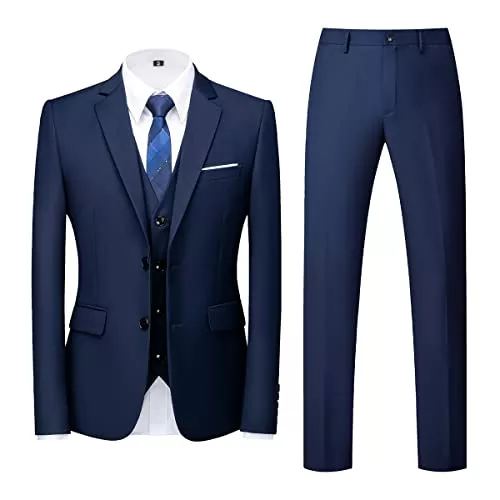 Allthemen Kostüme Allthemen Herren Anzug 3-teilig Slim Fit Einreihig Zwei Knöpfe Hochzeit Smoking Anzug Blazer Weste Hose
