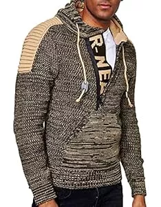R-Neal Pullover & Strickmode R-Neal Kapuzen-Pullover Herren Strick Pullover Kapuzensweater Pulli Hoodie Strickpullover Zipper Longseleeve Logo 290