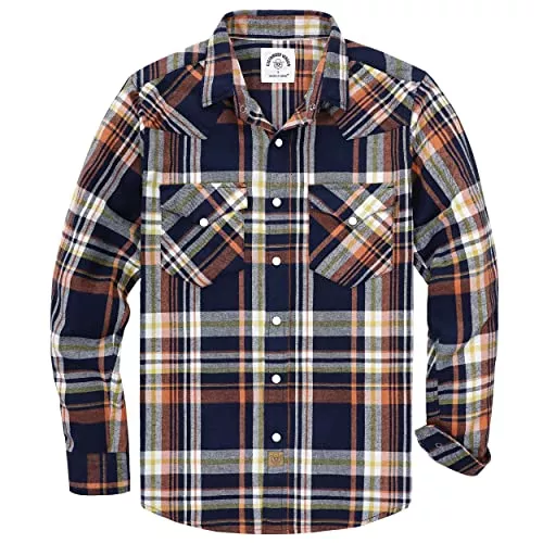 Dubinik Hemden Dubinik® Herren Flanellhemd Flanellhemd Herren Kariert Western Cowboy Vintage Langarm Druckknöpfe Baumwolle Freizeithemden
