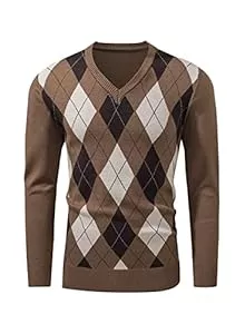 Meilicloth Pullover & Strickmode Meilicloth Pullover Herren V Ausschnitt Argyle Casual