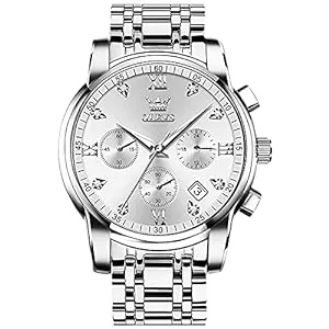 OLEVS Uhren OLEVS Herrenuhren Schwarz Edelstahlarmband Quarz Uhr Männer mit Diamant Datum Wasserdicht Leuchtende Klassische Elegantes Armbanduhr Geschenk