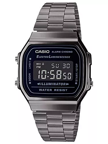 Casio Uhren Casio Herren Digital Japanischer Quarz Uhr mit Edelstahl Armband A168WEGG-1BEF