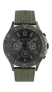 Calvin Klein Uhren Calvin Klein Multi Zifferblatt Quarz Uhr für Herren mit Olivengrünes Silikonarmband - 25200119