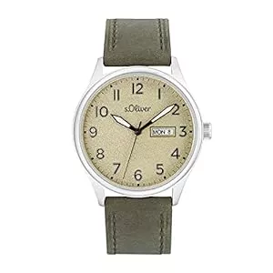 s.Oliver Uhren s.Oliver Armbanduhr Herren Quarzuhr Analog, mit Leder Armband, 5 bar Wasserdicht, Kommt in Uhren Geschenk Box